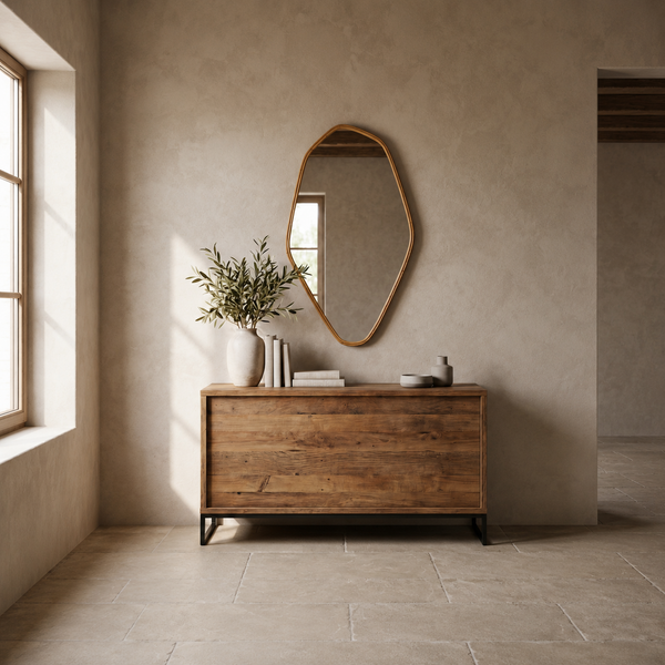 Ruby Wall Mirror - Natural Rattan Pebble Frame - 80cm