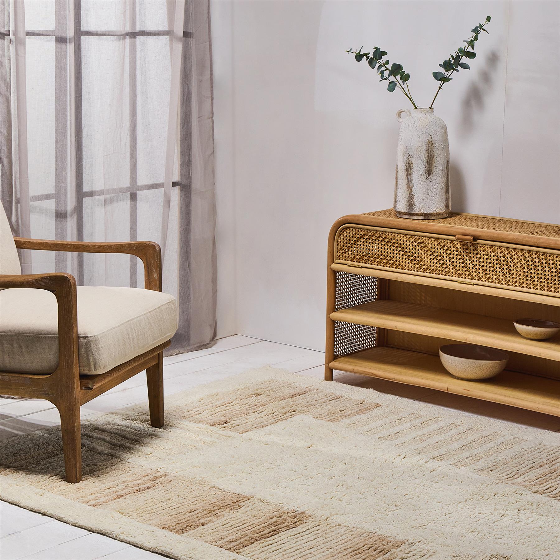 Jaipur Rug - White and Beige Wool Rug - 120 x 170cm
