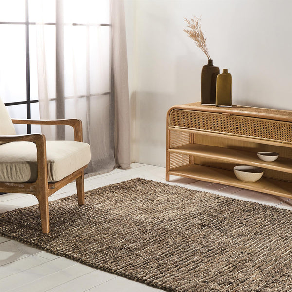 Ballia Rug - Brown Wool and Cotton Rug - 120 x 170cm