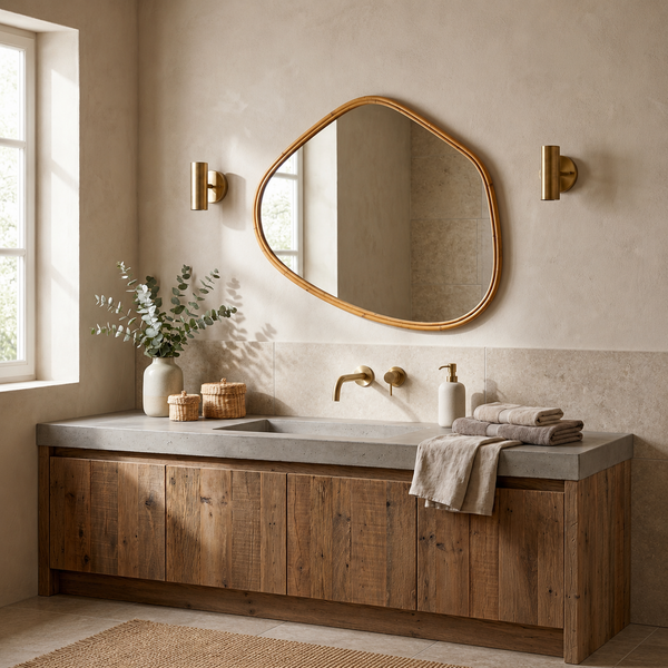 Ruby Wall Mirror - Natural Rattan Pebble Frame - 81cm
