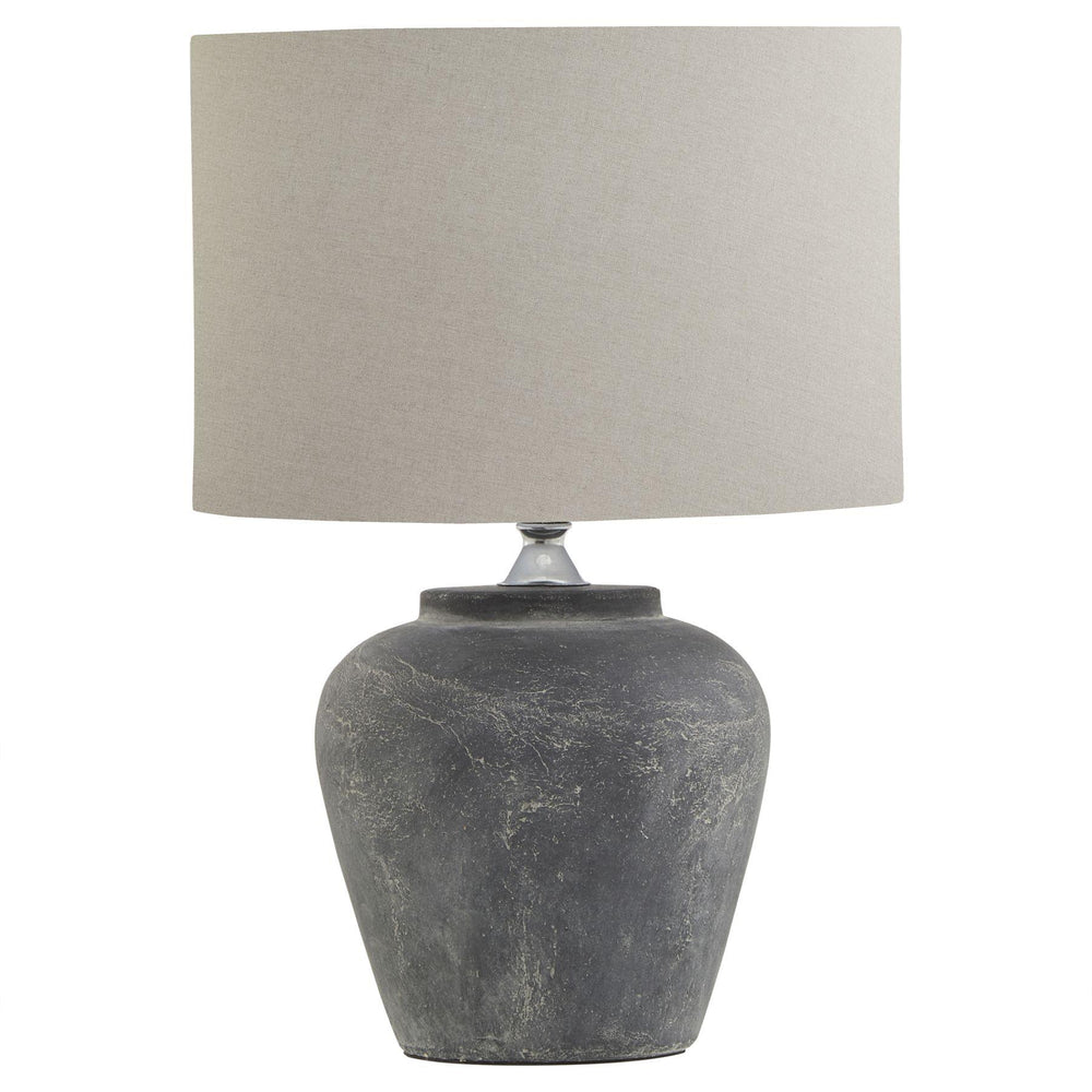 Arwen Table Lamp Grey Light Shade Ceramic Grey Stone Effect Base - 44cm
