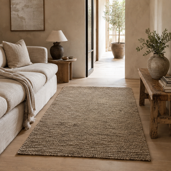 Ballia Rug - Brown Wool and Cotton Rug - 120 x 170cm