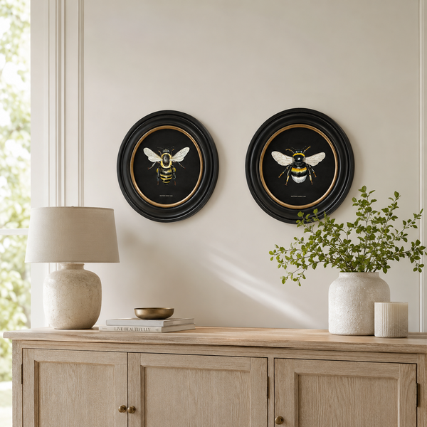 British Bee Dark Framed Wall Art - Set of 2