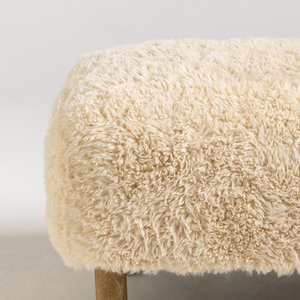 Eskimo Ottoman - Sand Faux Fur