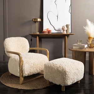 Eskimo Ottoman - Sand Faux Fur
