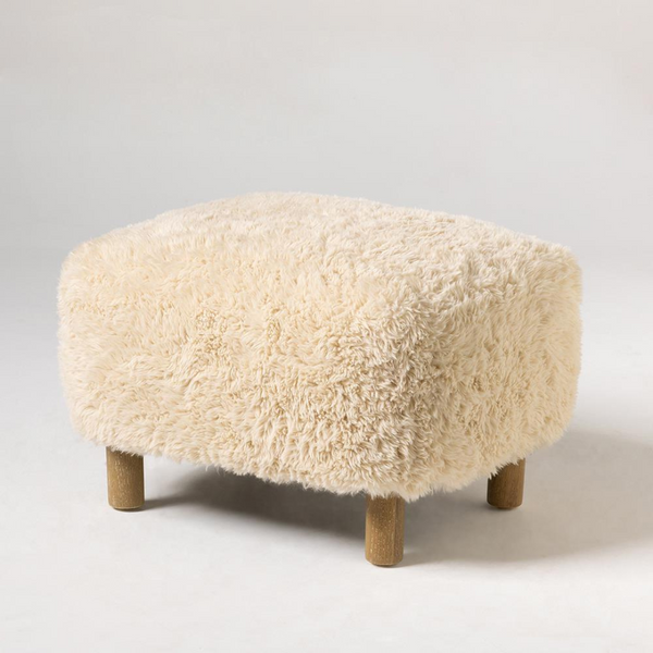 Eskimo Ottoman - Sand Faux Fur