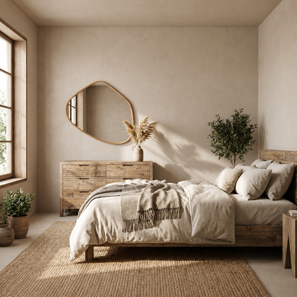 Ruby Wall Mirror - Natural Rattan Pebble Frame - 81cm