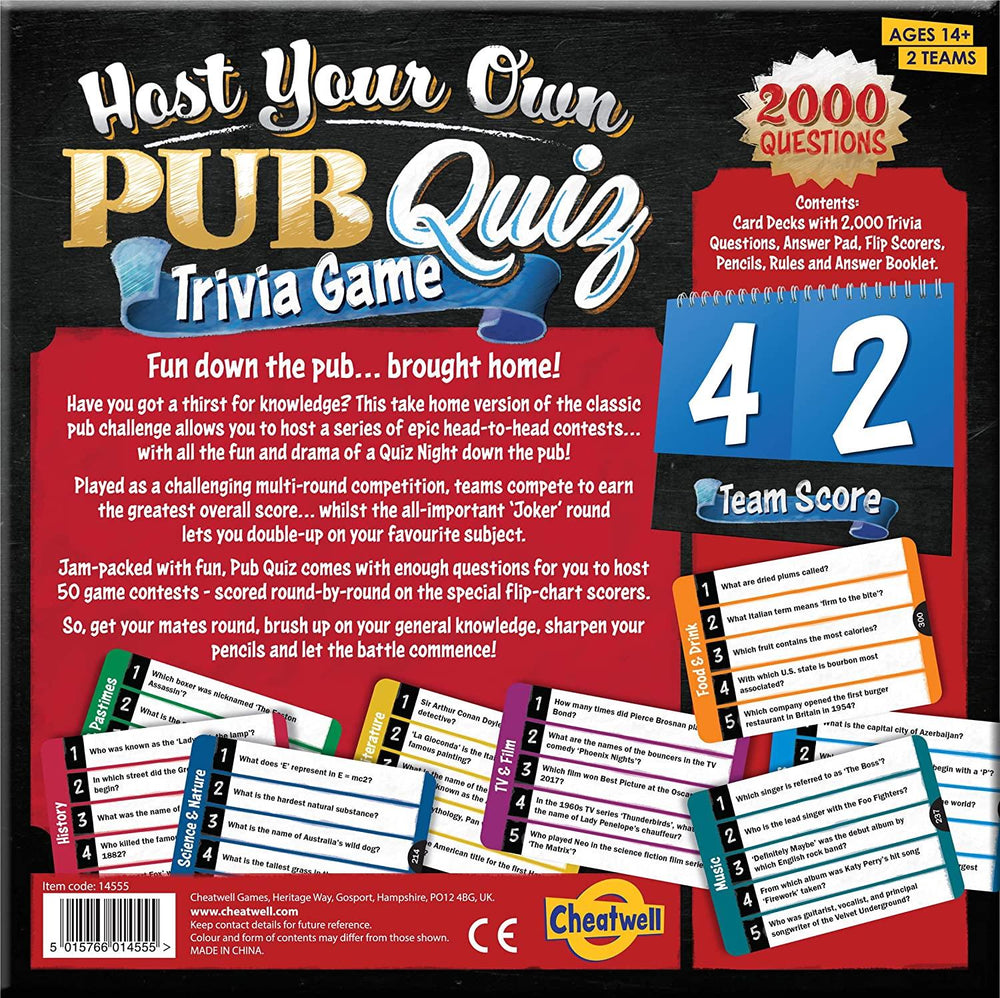 Cheatwell Host Your Own Pub Quiz Party Game