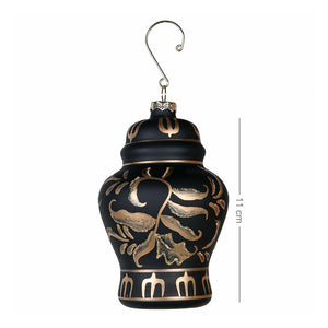 Black and Gold Ginger Jar Bauble - Glass - 11cm