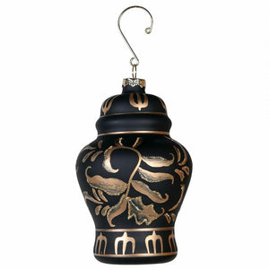 Black and Gold Ginger Jar Bauble - Glass - 11cm