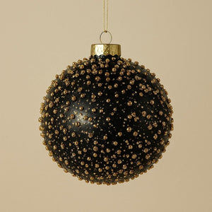 Chunky Gold Glitter Bauble - Black and Gold Glass - 8cm