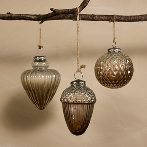 Coffee Ombre Hobnail Bauble - Glass - 10cm