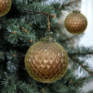 Coffee Ombre Hobnail Bauble - Glass - 10cm