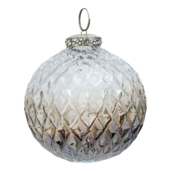 Coffee Ombre Hobnail Bauble - Glass - 10cm