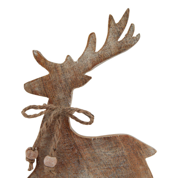 Wooden Sparkle Reindeer Decoration - 22cm