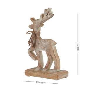 Wooden Sparkle Reindeer Decoration - 22cm