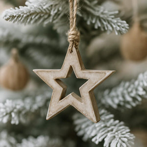 White Wash Wooden Star Decoration - 26cm