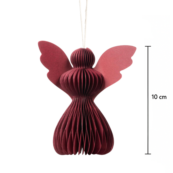 Cranberry Red Paper Angels - Pack of 5 - 10cm