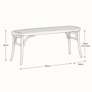 French Wicker Bench
