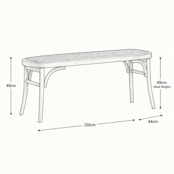 French Wicker Bench