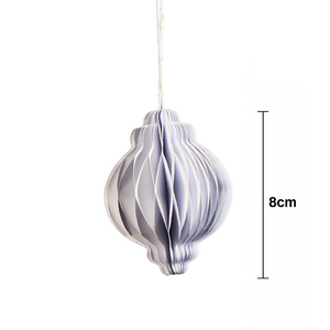 Frosty White Paper Ornaments - Pack of 5 - 8cm