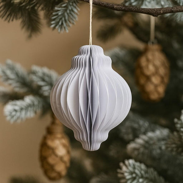 Frosty White Paper Ornaments - Pack of 5 - 8cm