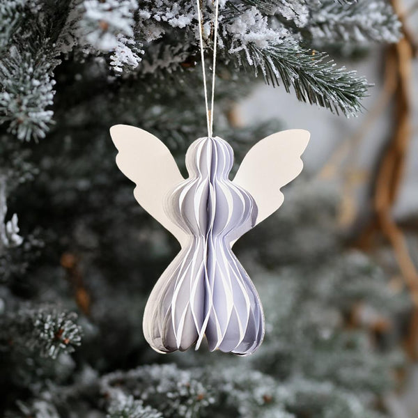 Frosty White Paper Angels - Pack of 5 - 10cm