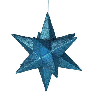 3D Blue Glitter Star Bauble - Lightweight Paper - 17cm