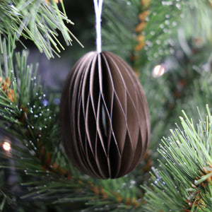 Moss Grey Paper Egg Baubles - Pack of 10 - 7cm