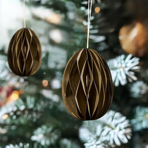 Moss Grey Paper Egg Baubles - Pack of 10 - 7cm