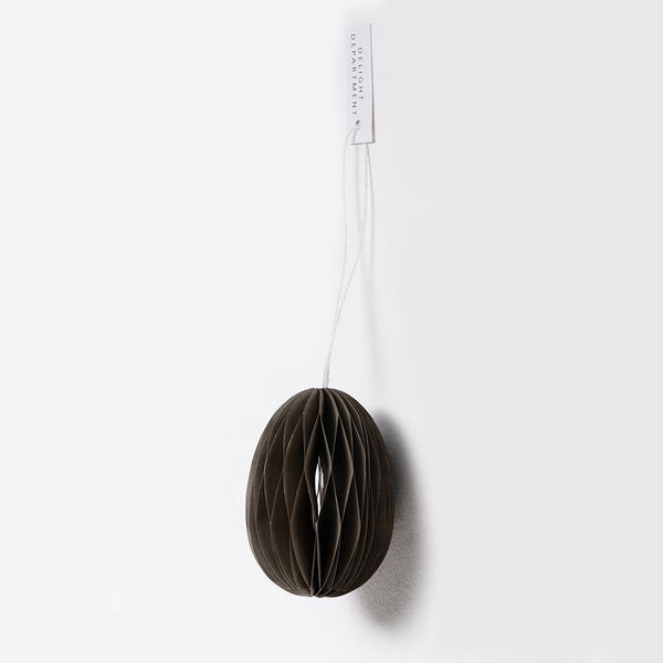 Moss Grey Paper Egg Baubles - Pack of 10 - 7cm