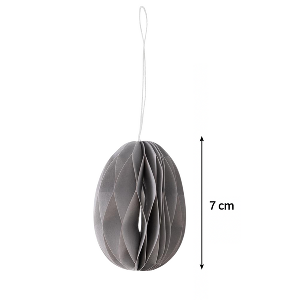 Grey Paper Egg Baubles - Pack of 10 - 7cm