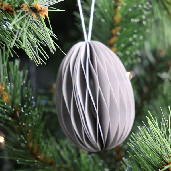 Grey Paper Egg Baubles - Pack of 10 - 7cm