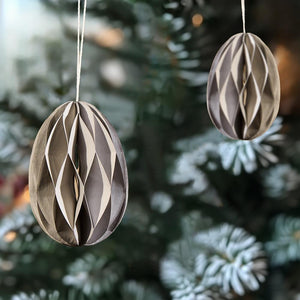Grey Paper Egg Baubles - Pack of 10 - 7cm