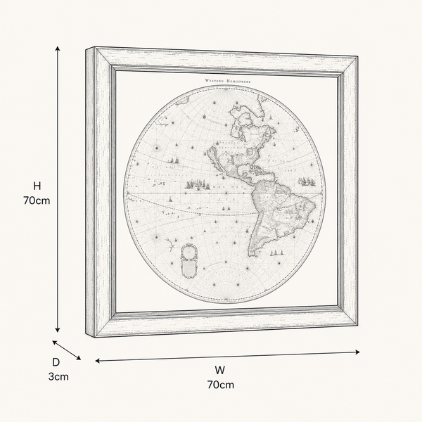 Hemispheres Framed Wall Art - Set of 2 x 70cm