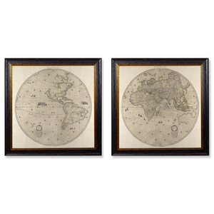 Hemispheres Framed Wall Art - Set of 2 x 70cm