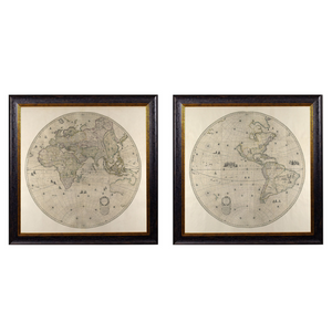 Hemispheres Framed Wall Art - Set of 2 x 70cm