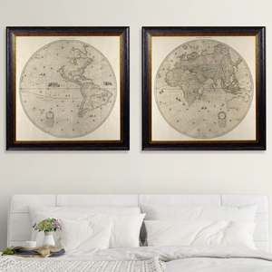 Hemispheres Framed Wall Art - Set of 2 x 70cm