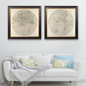 Hemispheres Framed Wall Art - Set of 2 x 70cm