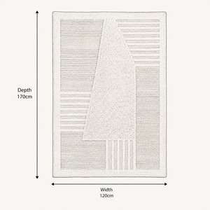 Jaipur Rug - White and Beige Wool Rug - 120 x 170cm