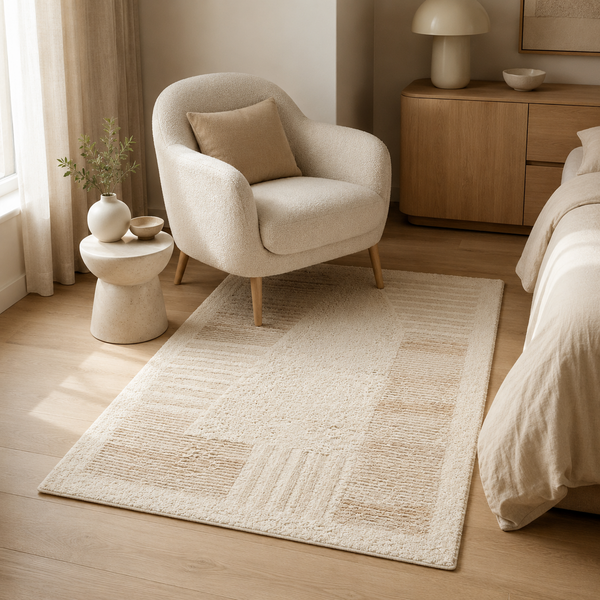 Jaipur Rug - White and Beige Wool Rug - 120 x 170cm