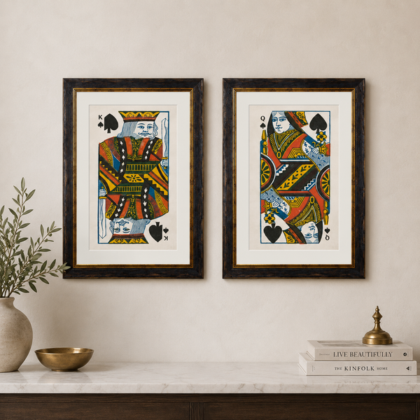 King and Queen of Spades Framed Wall Art x 50cm