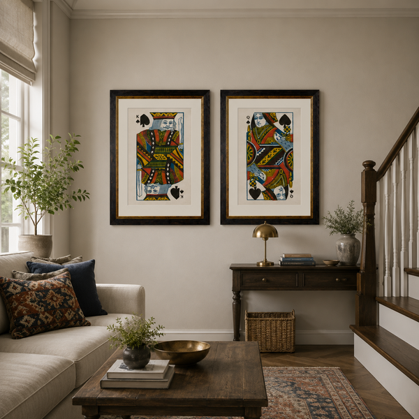 King and Queen of Spades Framed Wall Art x 70cm