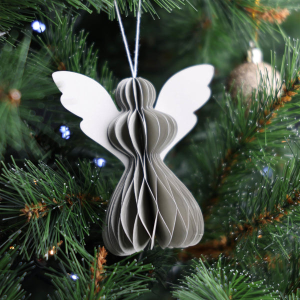 Light Grey Paper Angels - Pack of 5 - 10cm