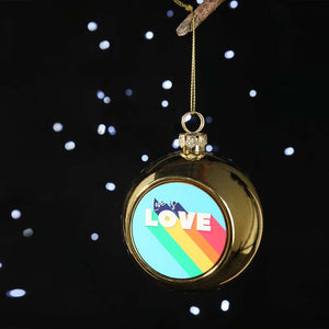 Love Is Love Gold Christmas Bauble - Glass - 8cm