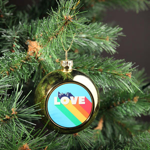 Love Is Love Gold Christmas Bauble - Glass - 8cm
