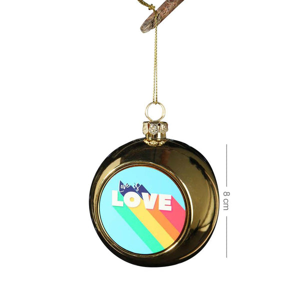 Love Is Love Gold Christmas Bauble - Glass - 8cm