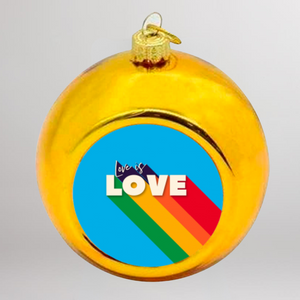 Love Is Love Gold Christmas Bauble - Glass - 8cm