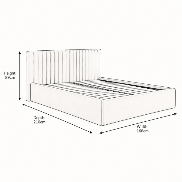 Luna King-Size Ottoman Bed - Lower Headboard