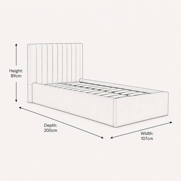 Luna Single Ottoman Bed - Lower Headboard